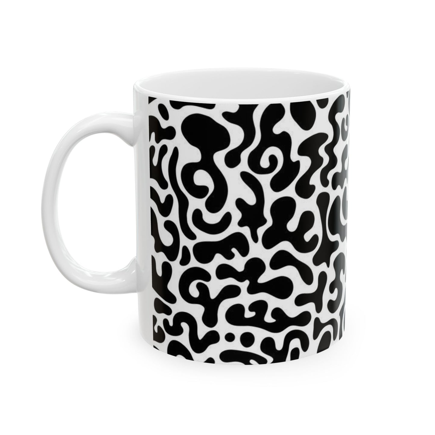 Bold Abstract Ceramic Mug - Unique Coffee Cup, Modern Home Decor, Gift for Art Lovers, Stylish Drinkware, Black and White Design