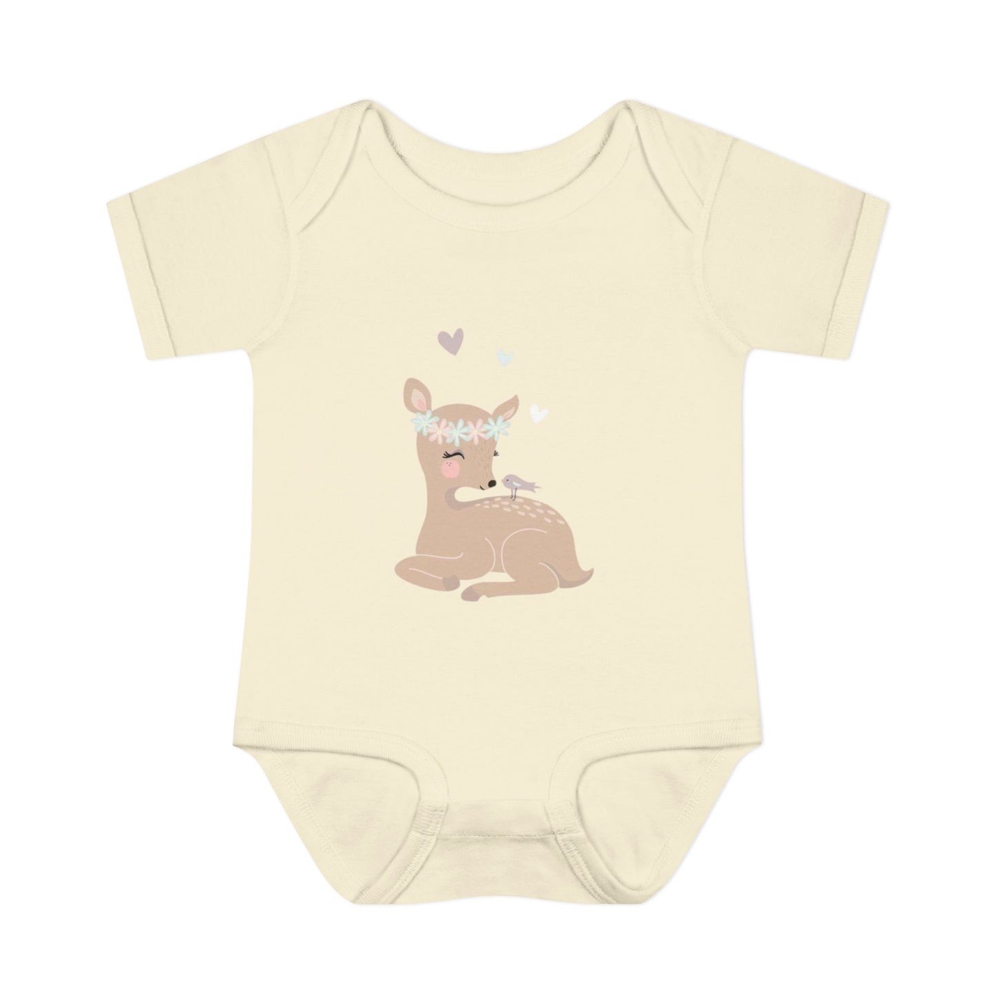 Adorable Baby Bodysuit with Floral Deer Design, Perfect for Newborns, Baby Shower Gifts, Cute Infant Outfit, Birthday Celebration
