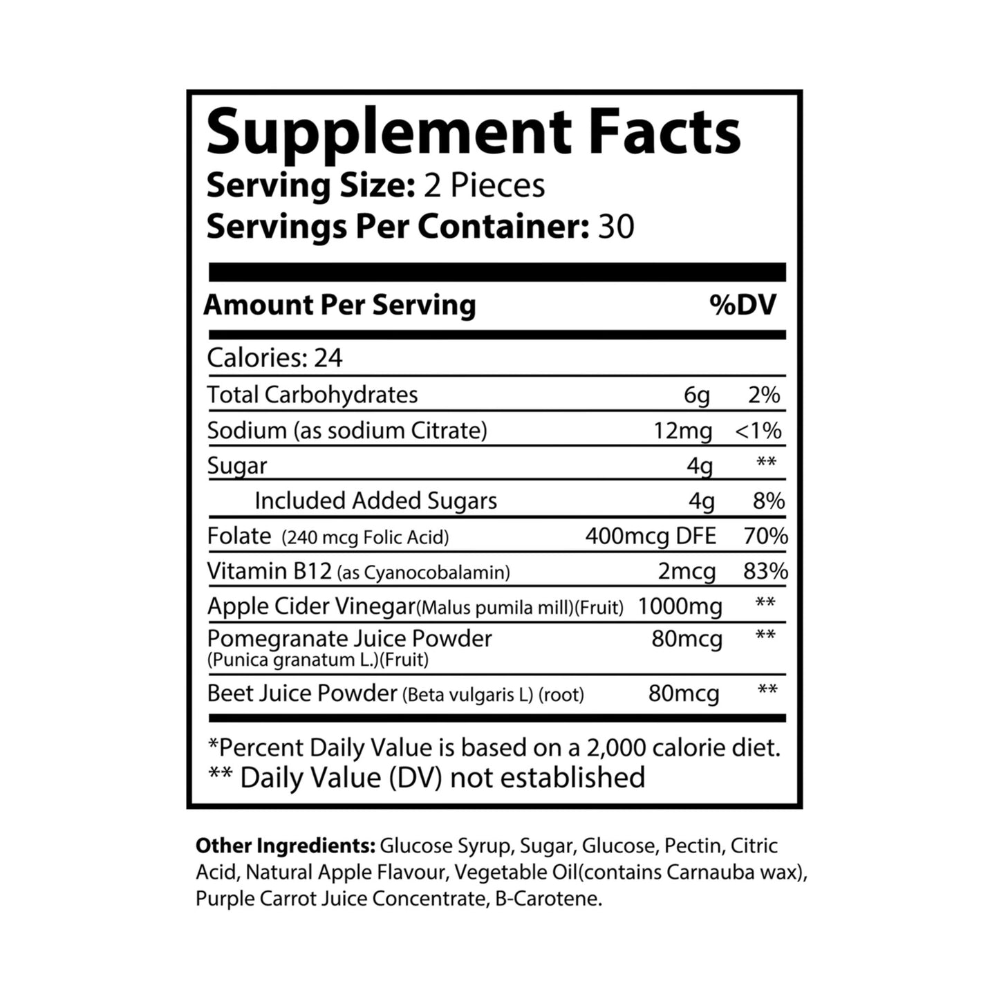 Apple Cider Vinegar Gummies – Detox & Digestive Support with Vitamin B12 – 60 Gummies
