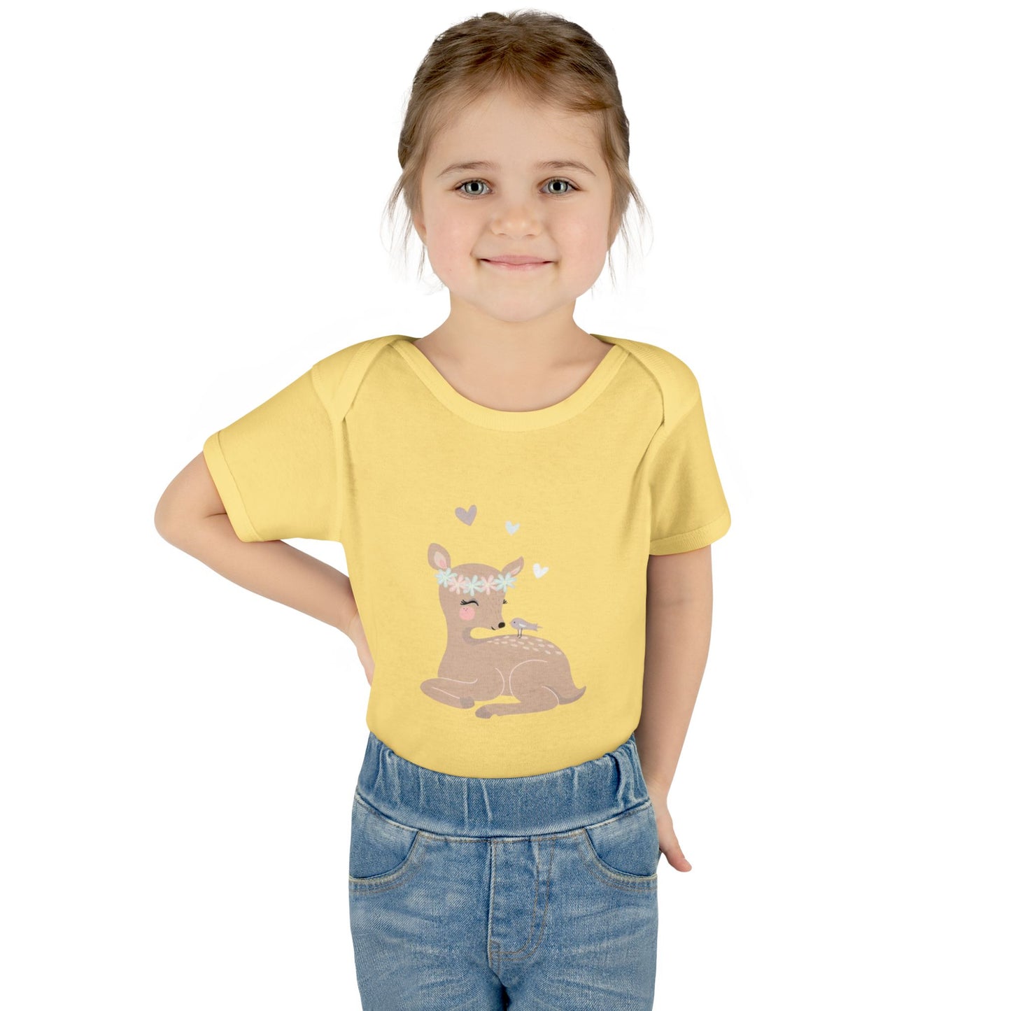 Adorable Baby Bodysuit with Floral Deer Design, Perfect for Newborns, Baby Shower Gifts, Cute Infant Outfit, Birthday Celebration