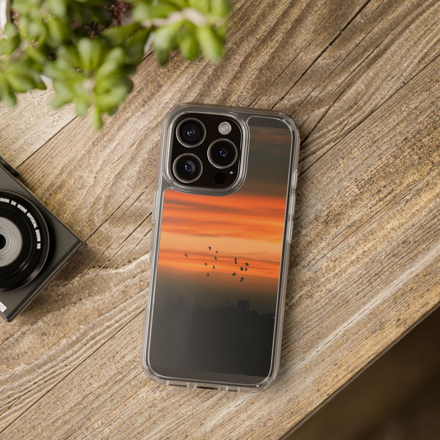 Aesthetic Phone Case – Beach Sunset with Birds