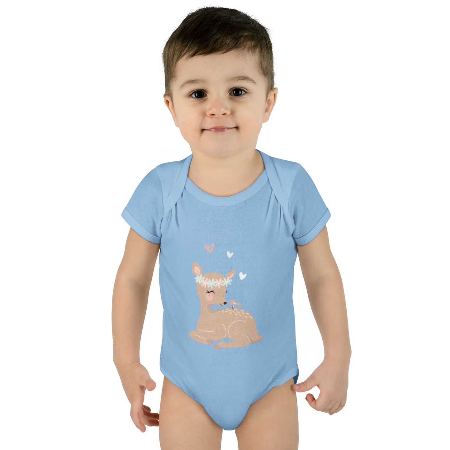 Adorable Baby Bodysuit with Floral Deer Design, Perfect for Newborns, Baby Shower Gifts, Cute Infant Outfit, Birthday Celebration