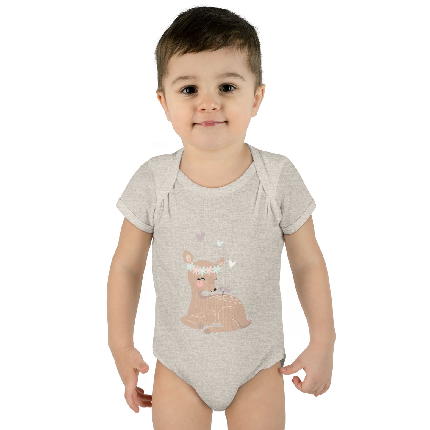 Adorable Baby Bodysuit with Floral Deer Design, Perfect for Newborns, Baby Shower Gifts, Cute Infant Outfit, Birthday Celebration